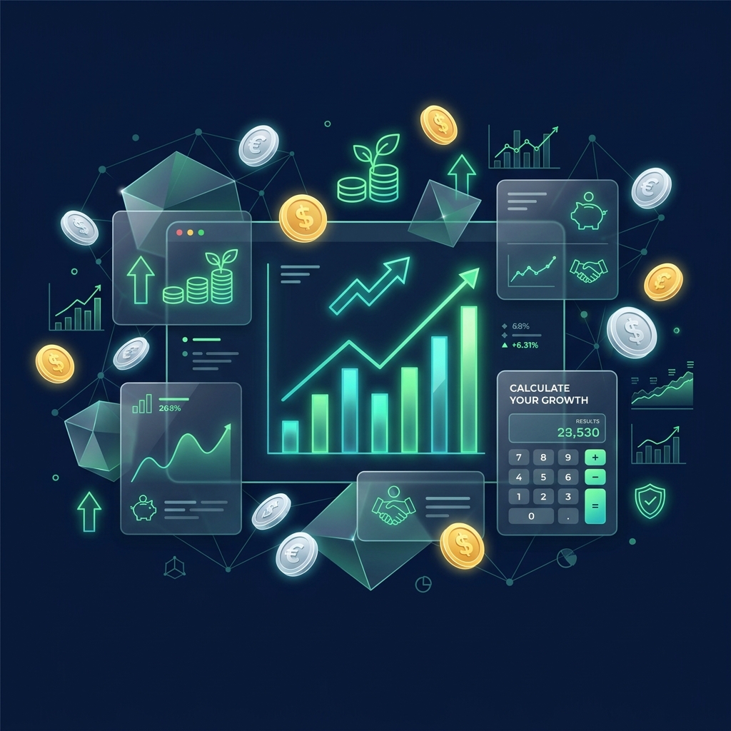 Financial planning dashboard with charts and calculators